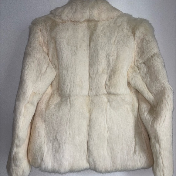 Vintage Genuine Rabbit Fur Coat Cream/ White Colored Size 6 - Picture 7 of 11